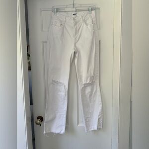 Paige Denim White Ripped Straight Leg Jeans in Size 27